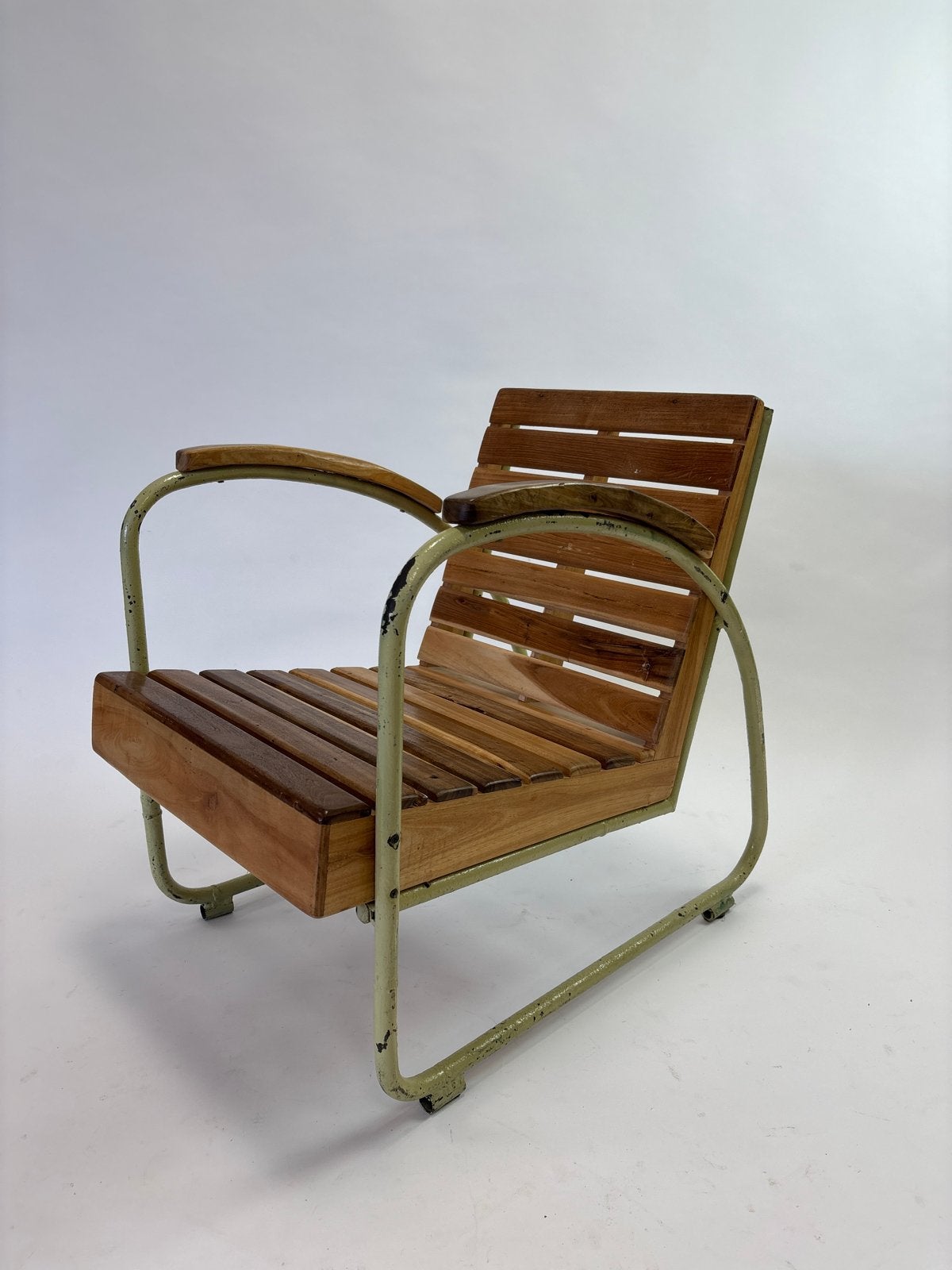 Vintage Tuinstoel met Houten Latten en Metalen Frame, Ophalen