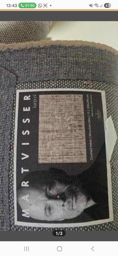 Mart Visser vloerkleed gratis af te halen, Ophalen, Gebruikt, Modern, Velvet, 150 tot 200 cm