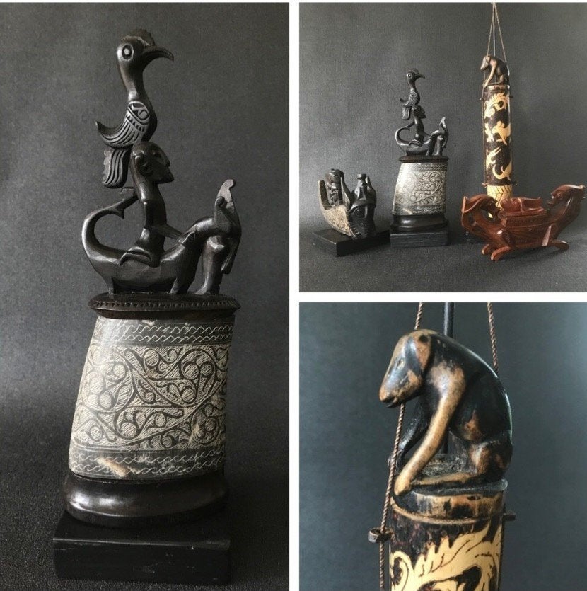 Set van 4 oude Indonesische medicijnkokers, Antiek en Kunst, Ophalen of Verzenden