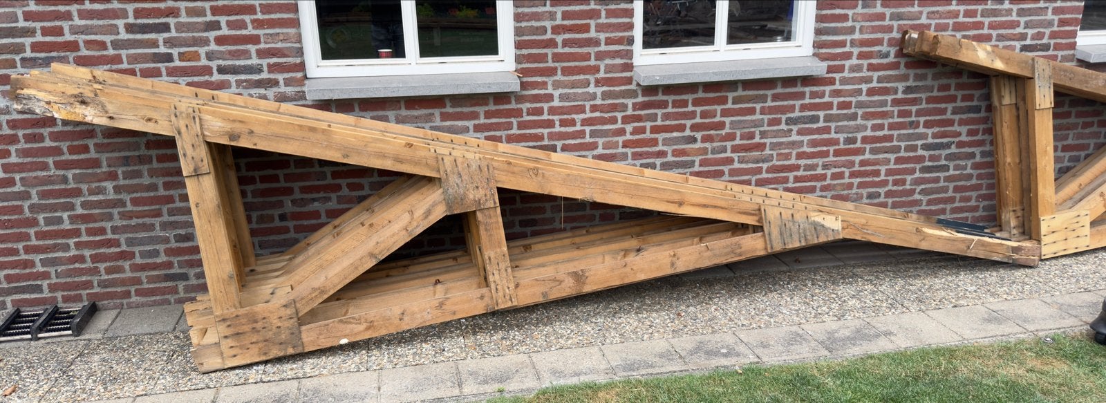 10x Houten spanten 4,70 meter lang., Ophalen, Gebruikt, Overige typen, Overige houtsoorten