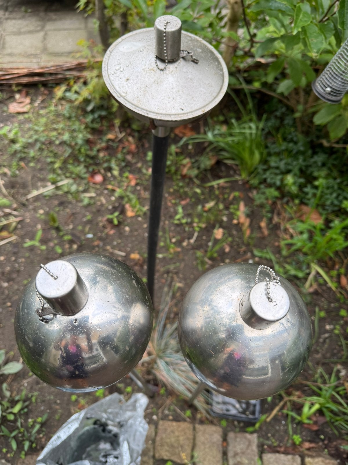 Rvs olielapen voor in de tuin, Tuin en Terras, Ophalen, Zo goed als nieuw