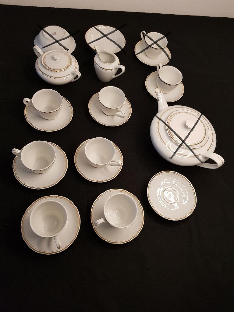 servies MZ wit met gouden rand alles in 1 koop €15, Ophalen, Overige typen, Zo goed als nieuw, Overige stijlen