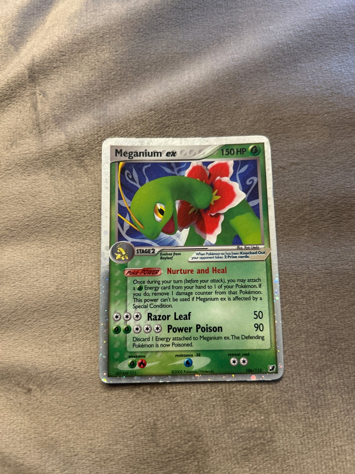 Pokémon Meganium ex 106/115 Holo Foil Kaart, Ophalen of Verzenden, Gebruikt, Losse kaart, Foil