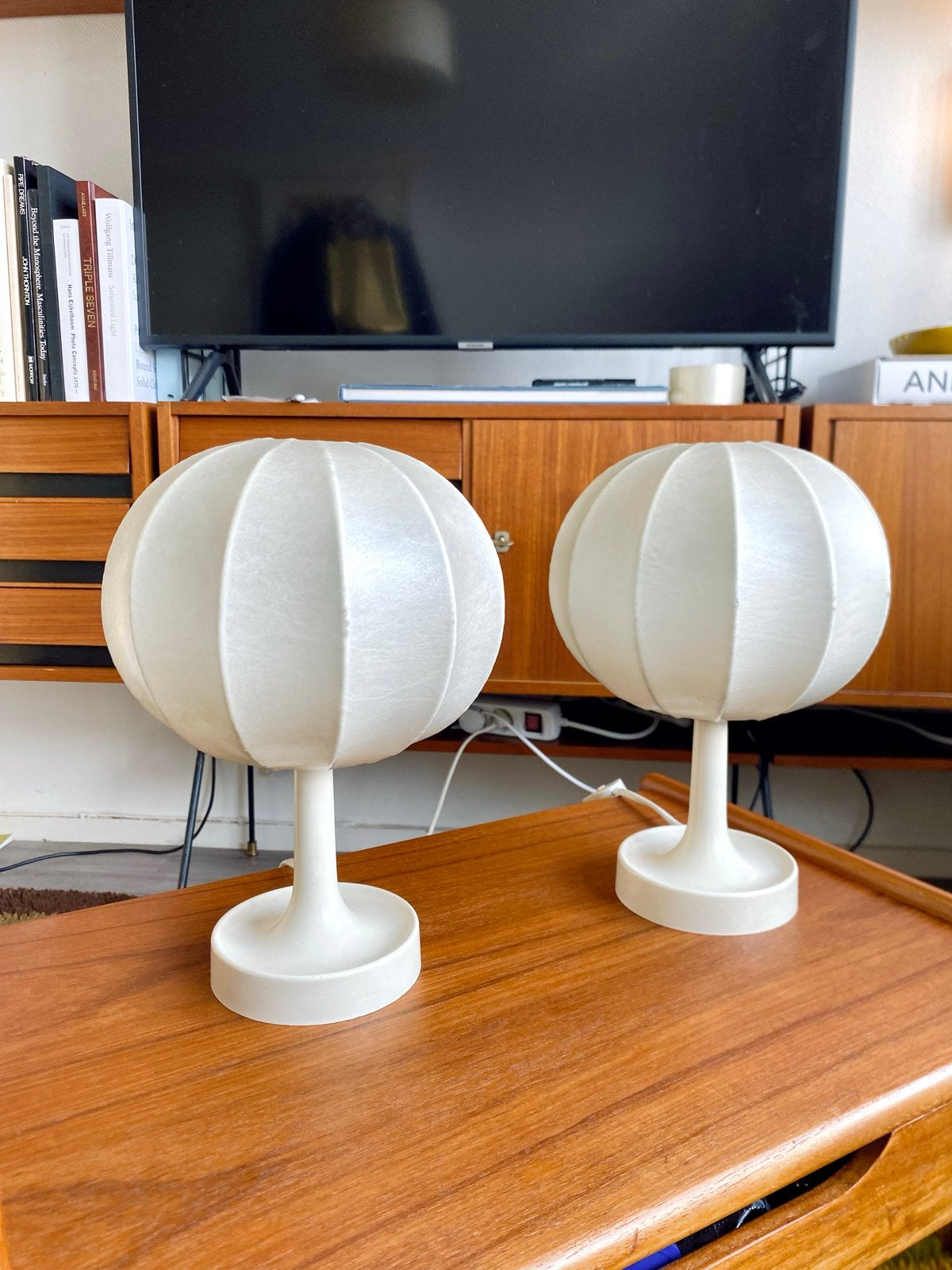 Set van 2 Cocoon tafellampjes Friedel Wauer Goldkant Leuchte, Ophalen