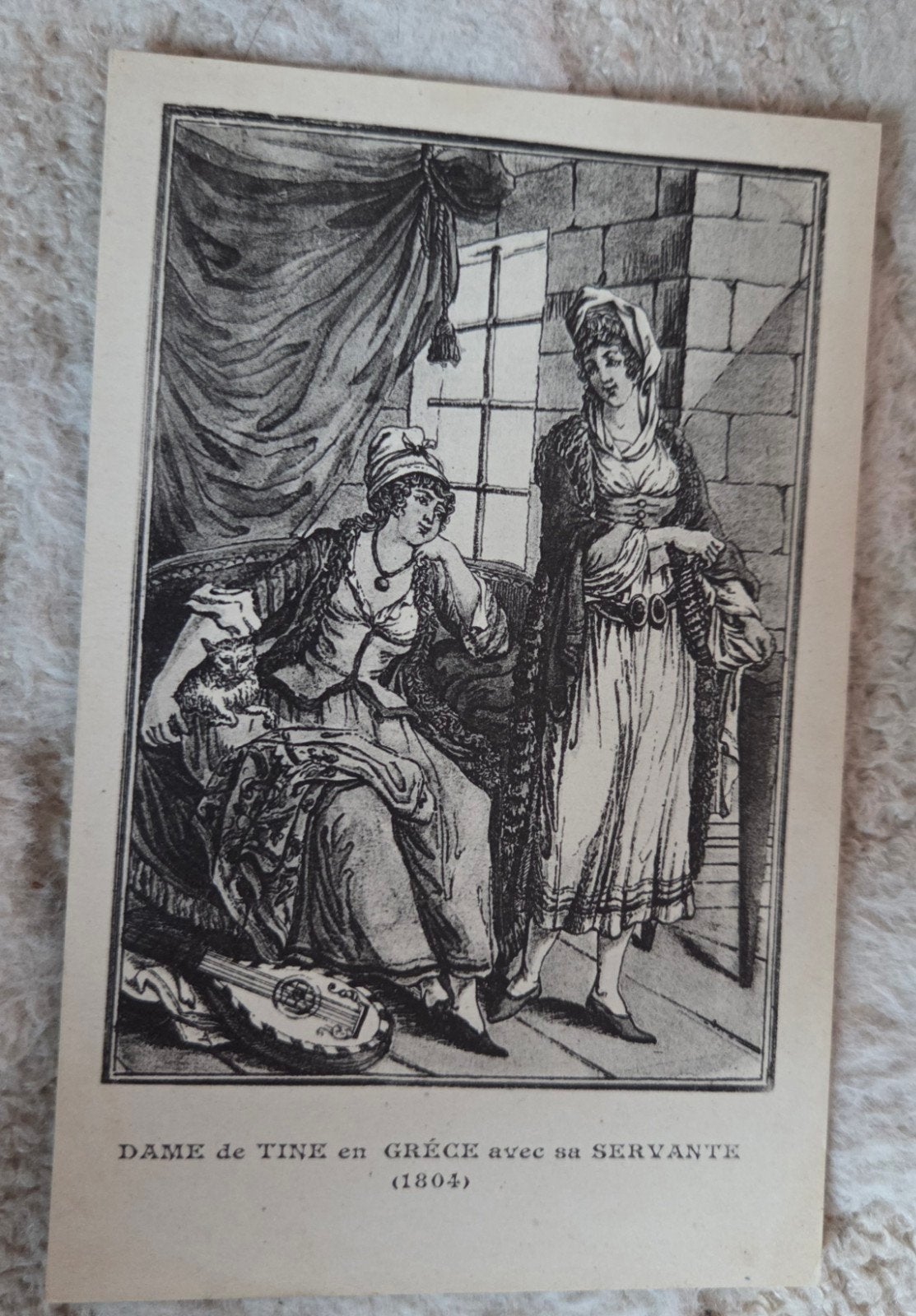 Oude prentbriefkaart: Dame de Tine en Grèce avec sa Servante, Verzenden, Voor 1920, Ongelopen, Overige thema's