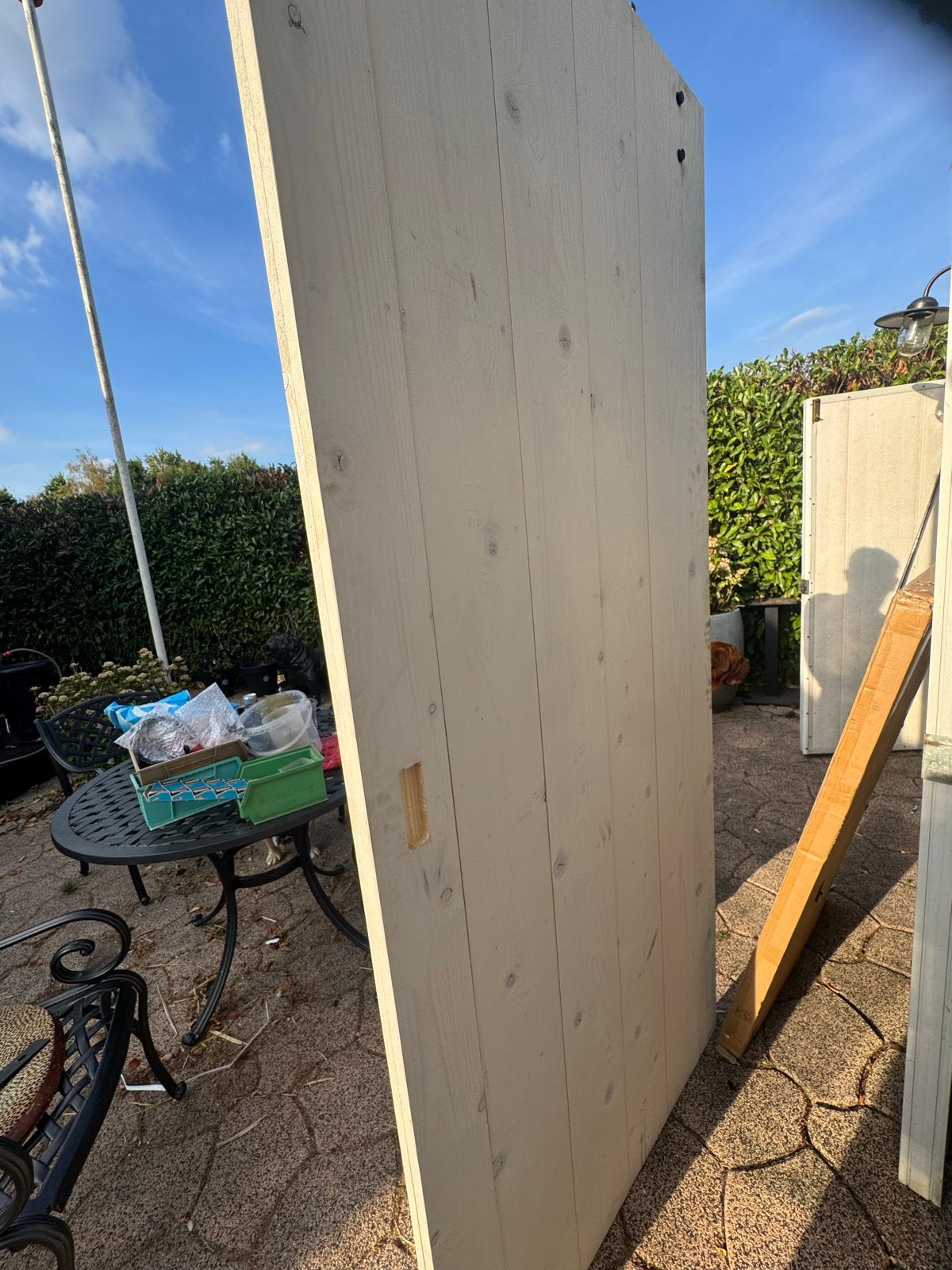 Schuifdeur van hout, wit geverfd, inclusief rails, Ophalen, 80 tot 100 cm, Binnendeur, Zo goed als nieuw