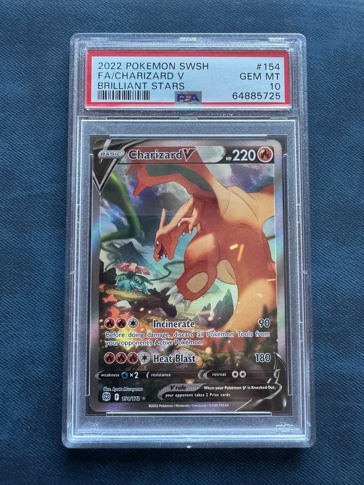 Charizard V PSA 10 GEM MT - Brilliant Stars #154, Ophalen, Nieuw, Losse kaart