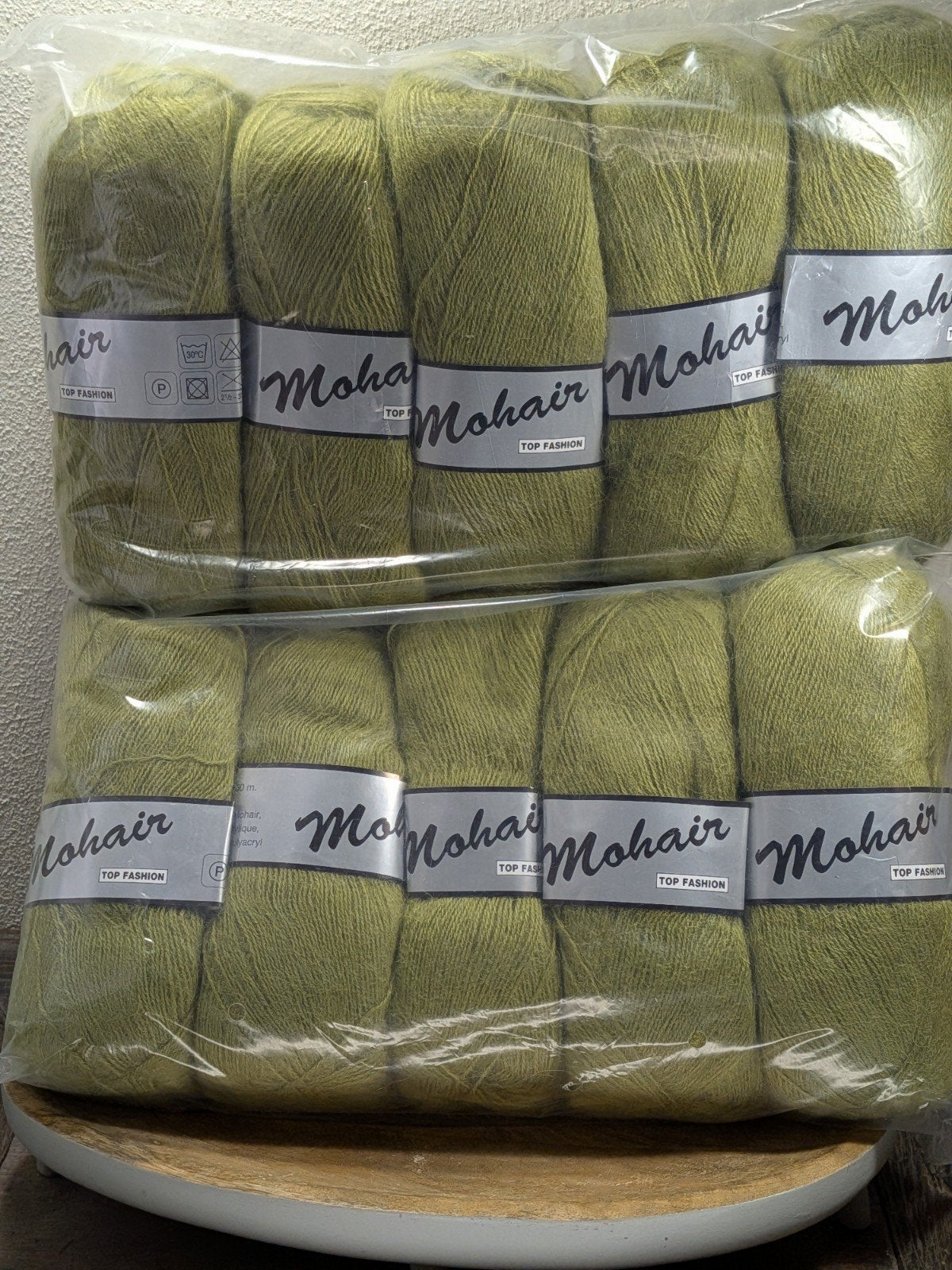 pak van 10 bollen Lammy Yarns mohair garen in groen., Hobby en Vrije tijd, Ophalen of Verzenden, Nieuw, Breien of Haken, Wol of Garen