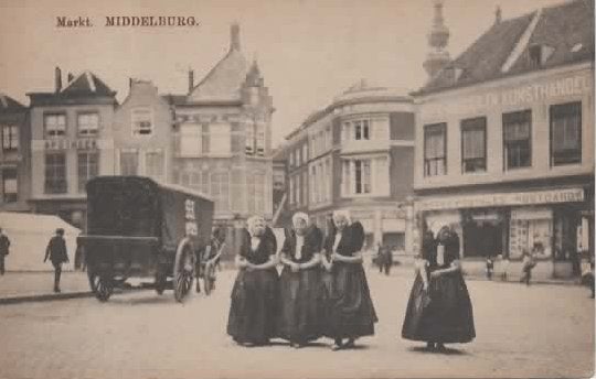 Middelburg Markt boerinnetjes, Verzenden, Voor 1920, Gelopen, Zeeland