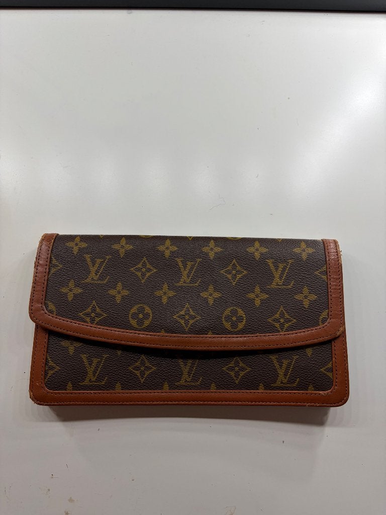 Louis Vuitton clutch leer, Ophalen of Verzenden, Gebruikt, Bruin, Avondtasje