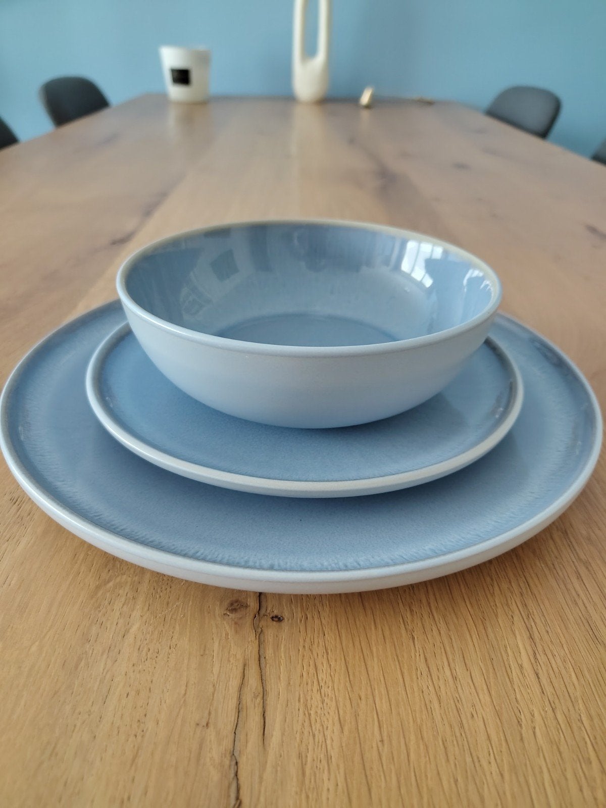 Hema Servies Helsinki reactief glazuur lichtblauw, Ophalen, Hema, Keramiek, Zo goed als nieuw