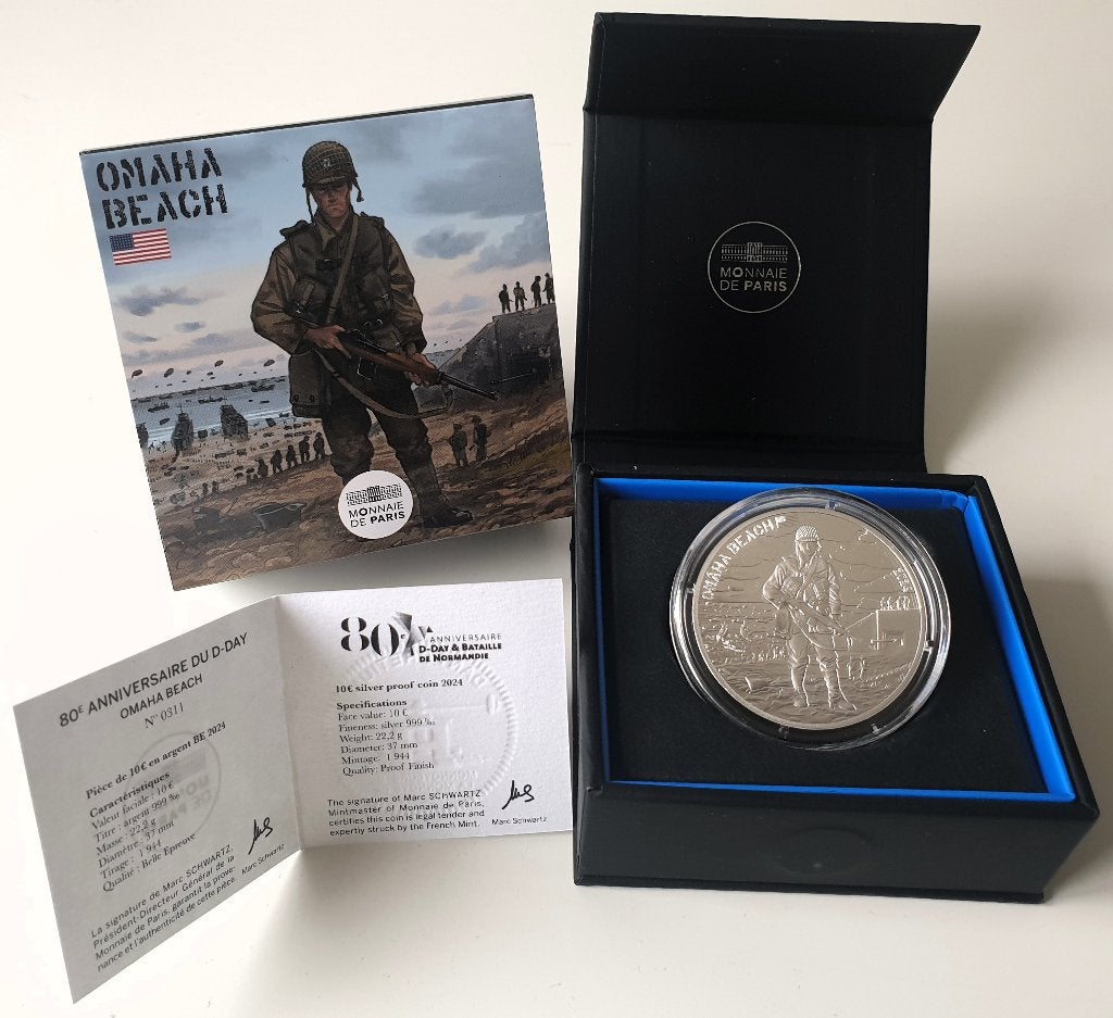 Frankrijk zilveren 10 euro 2024 80 jaar D-Day Omaha Beach, Verzenden, Frankrijk, 10 euro, Losse munt
