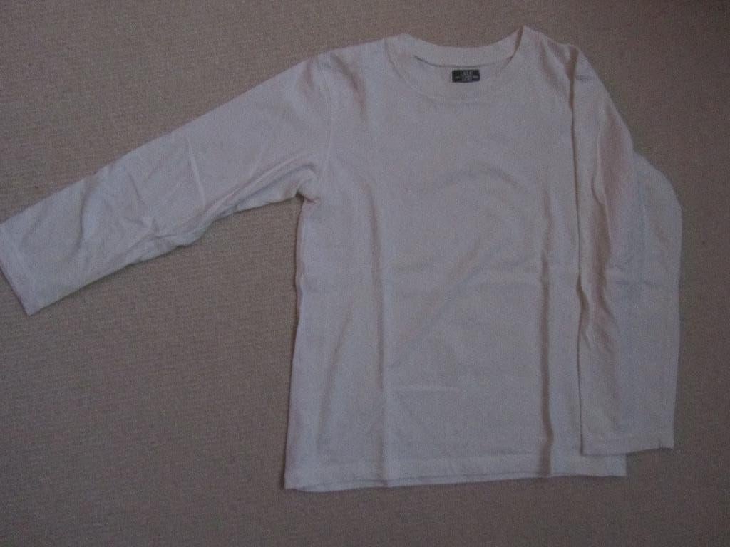 Witte longsleeve 134, Verzenden, Zo goed als nieuw, Jongen, Shirt of Longsleeve