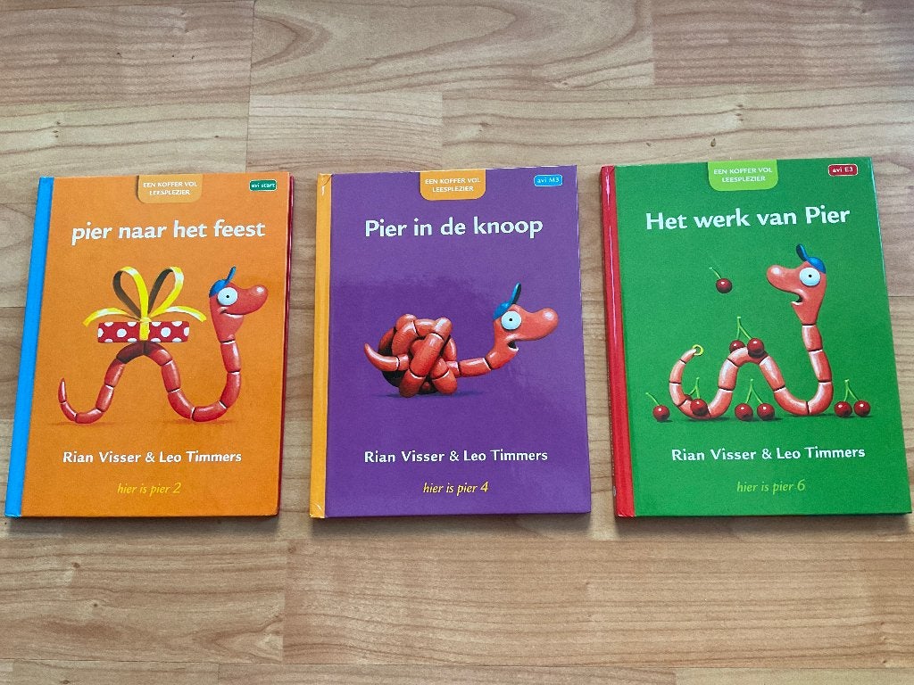 Rian Visser & Leo Timmers: Drie hardcover AVI boeken Pier., Fictie algemeen, Jongen of Meisje, Ophalen of Verzenden, Rian Visser & Leo Timmers