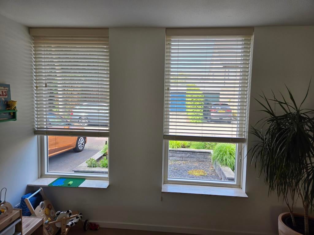 2x houten luxaflex 98 x 190 cm, crème wit, Gebruikt, Crème, 150 tot 200 cm, 50 tot 100 cm