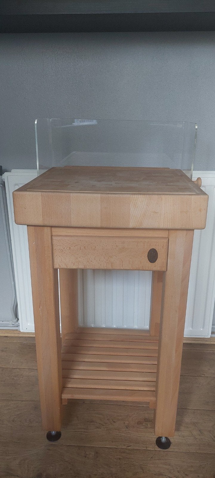 Houten hakblok/Keukentrolley met Lade en Wieltjes - Servus, Ophalen, Gebruikt, Hout, Keukentrolley