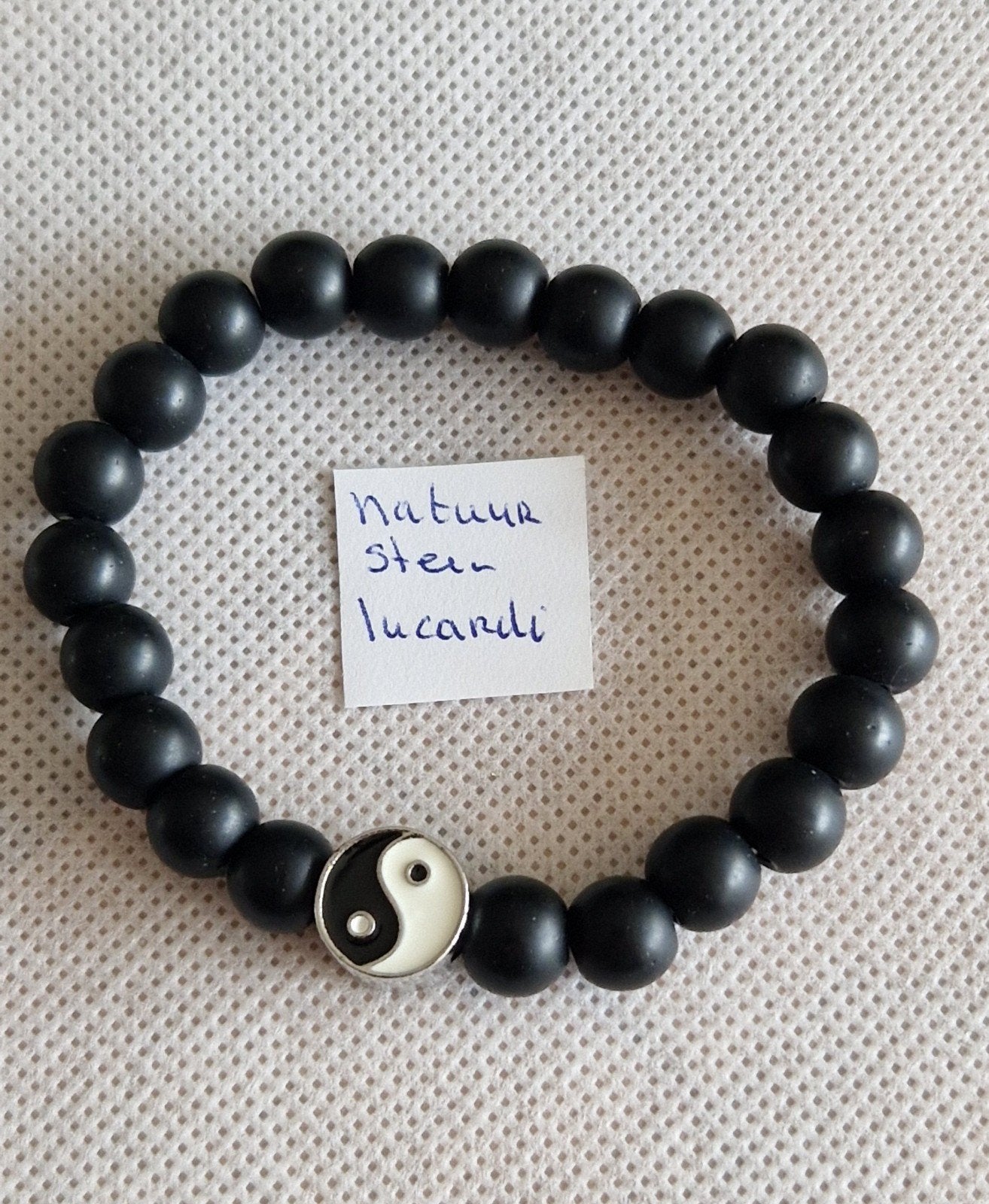 Natuurstenenkralen Armband met Yin Yang Bedel, Ophalen of Verzenden, Nieuw, Zwart