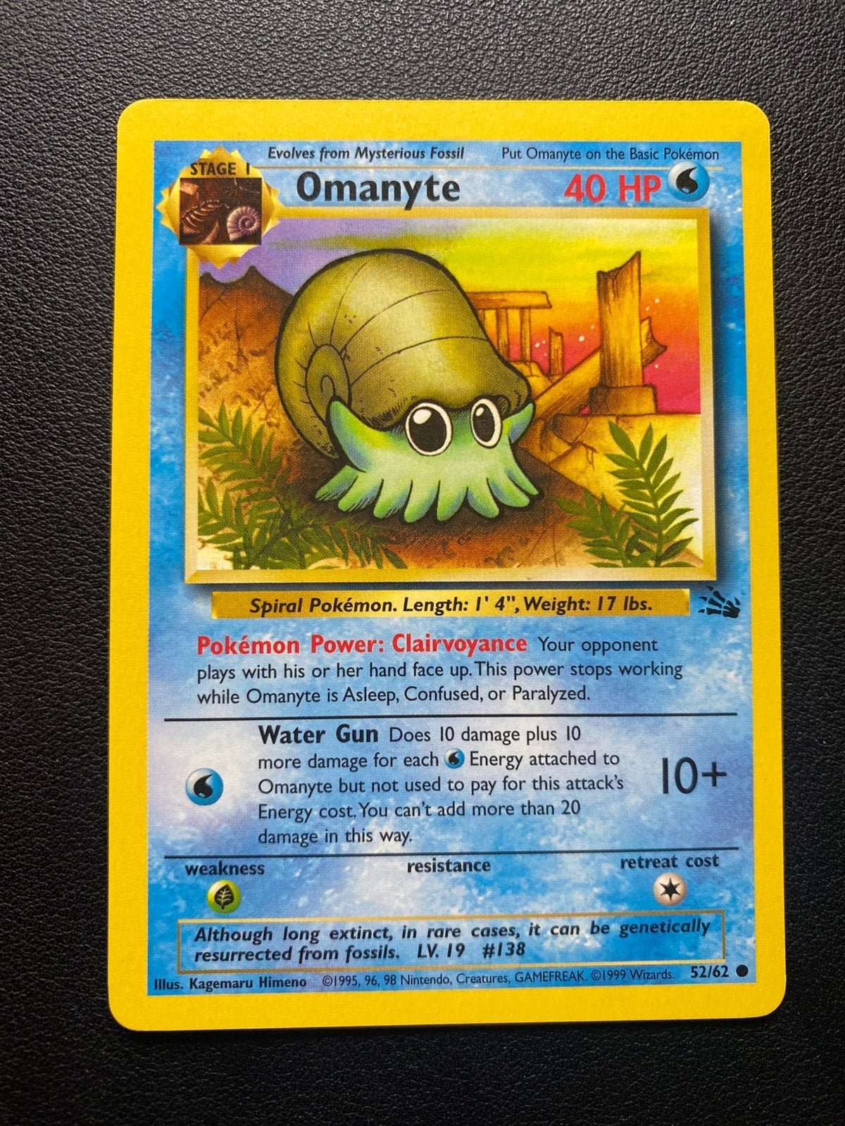 Omanyte - Fossil - 52/62 - Pokemon kaart, Ophalen of Verzenden, Zo goed als nieuw