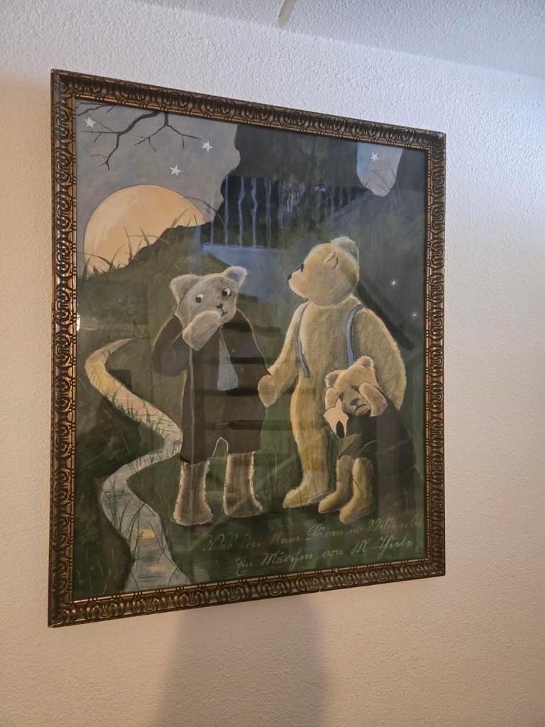 Vintage Schilderij: Teddyberen in het Bos - M. Spode, Ophalen