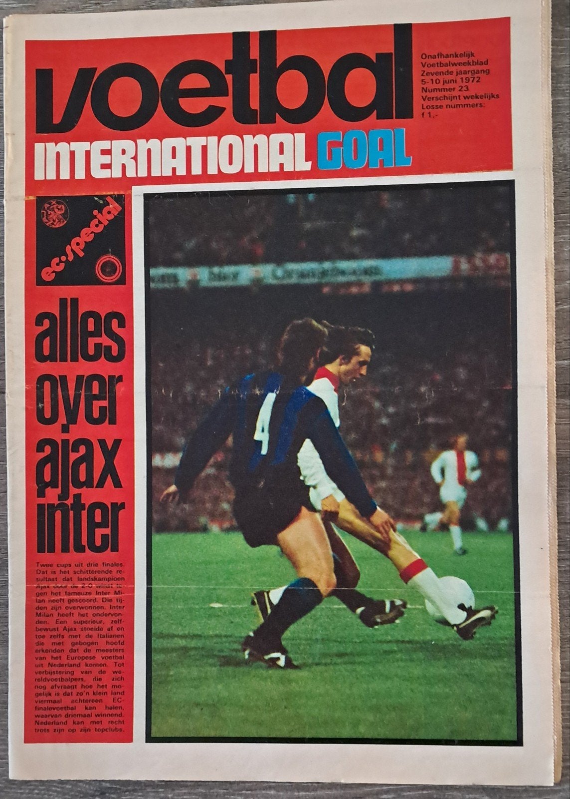 Voetbal International Goal Magazine - Ajax Inter 1972, Ophalen of Verzenden