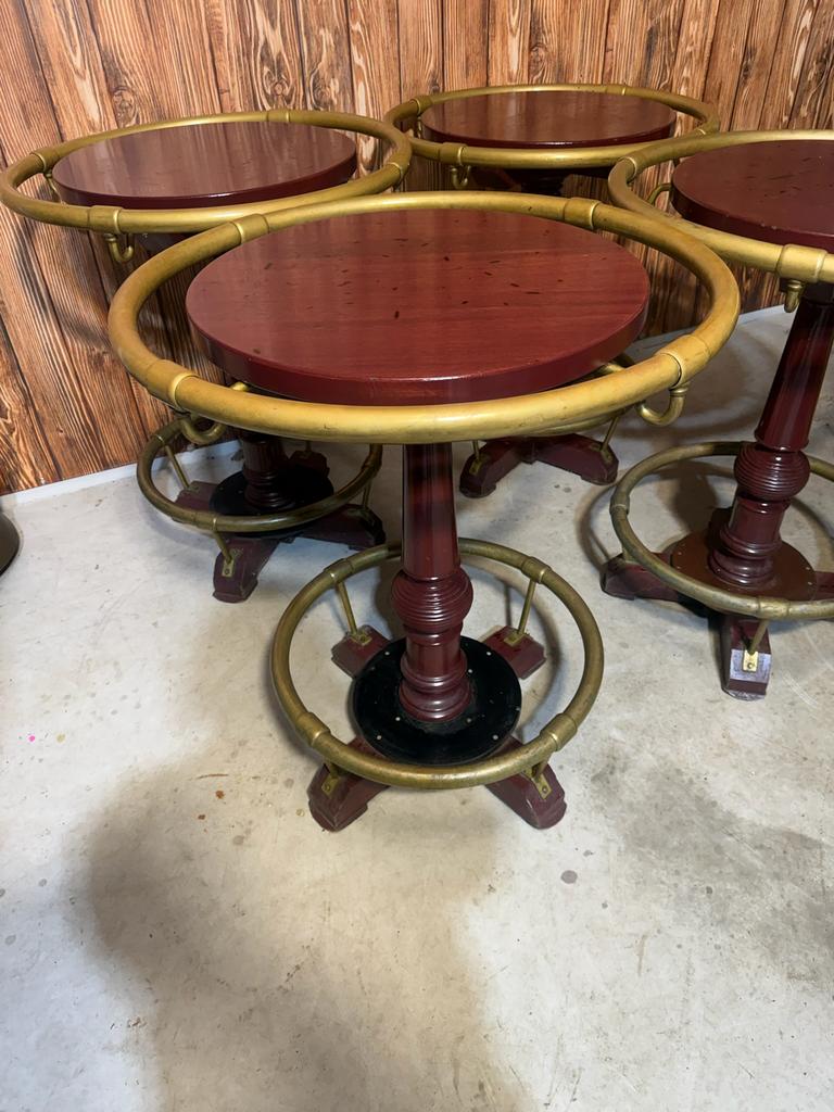pokertafels met een zware houten voet en een messing ring, Ophalen, Zo goed als nieuw, 60 tot 90 cm