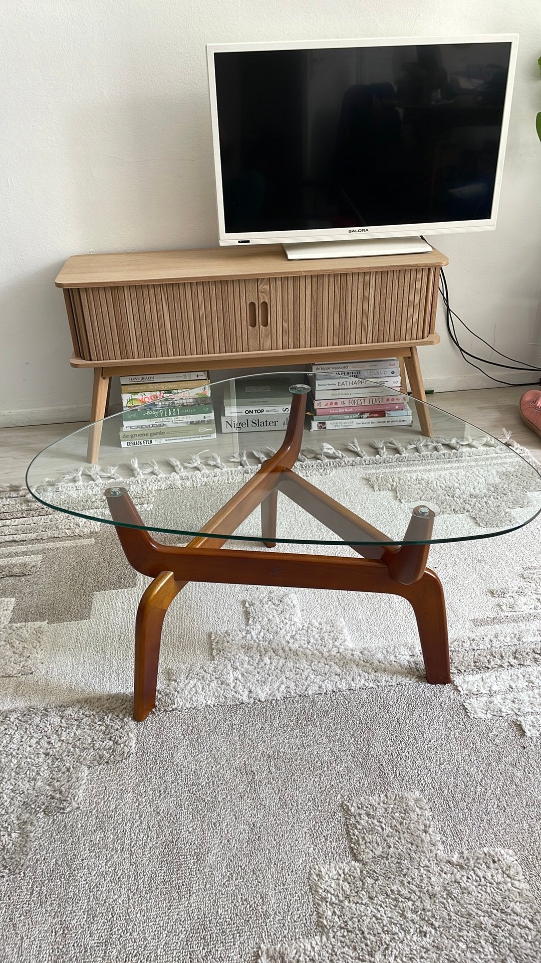Salontafel Breno van Kwantum  met glazen plaat, Huis en Inrichting, Tafels | Salontafels, Ophalen, 50 tot 100 cm, 50 tot 100 cm