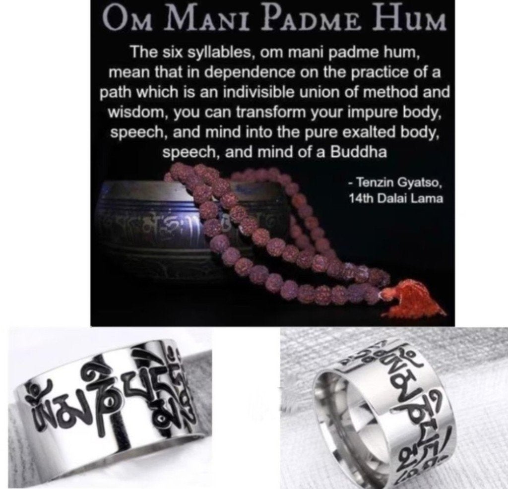 Boeddhistische ring, Ohm Mani Padme Hum, Verzenden, Nieuw, Sieraad, Boeddhisme