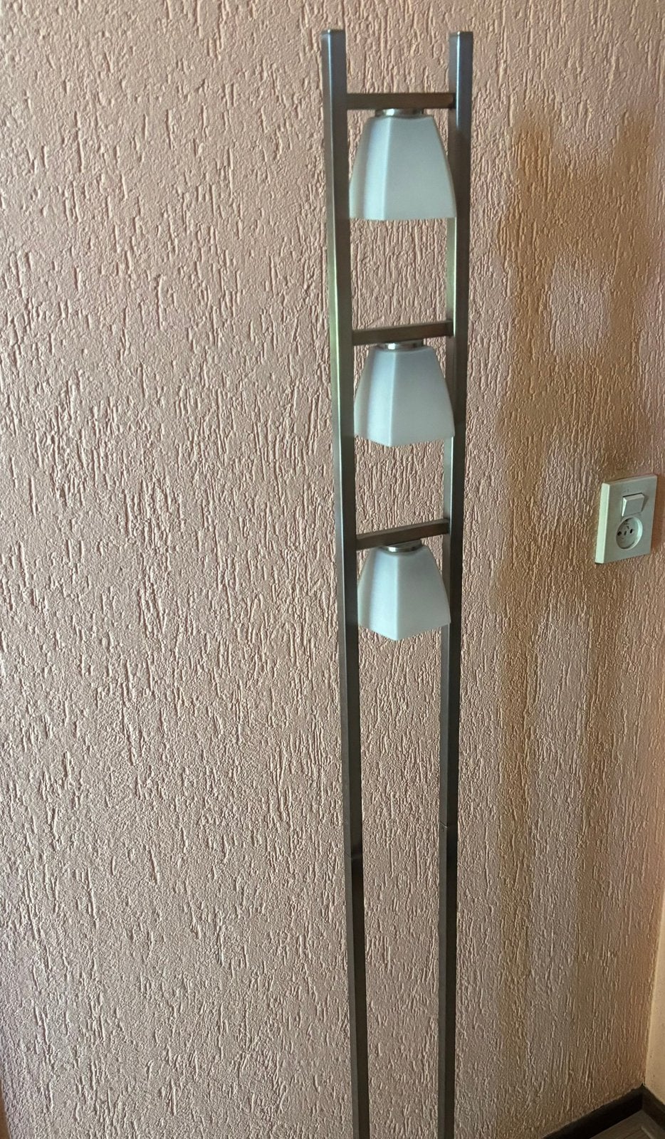 Staande lamp Metaal met 3 glazen kapjes Met dimmer, Ophalen, Zo goed als nieuw, Metaal, 150 tot 200 cm