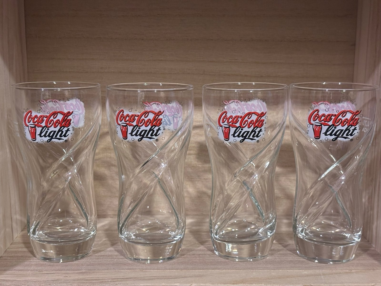 4 Coca-Cola Light glazen, als nieuw, Ophalen of Verzenden, Zo goed als nieuw