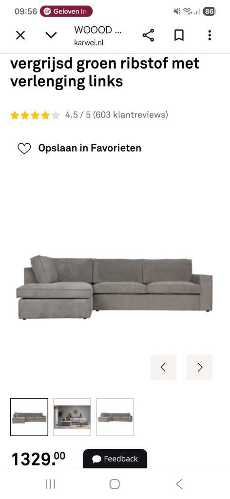 Leuke hoekbank Thomas rib van Woood, Huis en Inrichting, Banken | Bankstellen, Ophalen