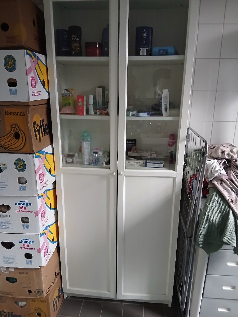 Billy / Oxberg Vitrinekast, Ophalen, 50 tot 100 cm, Glas, Modern