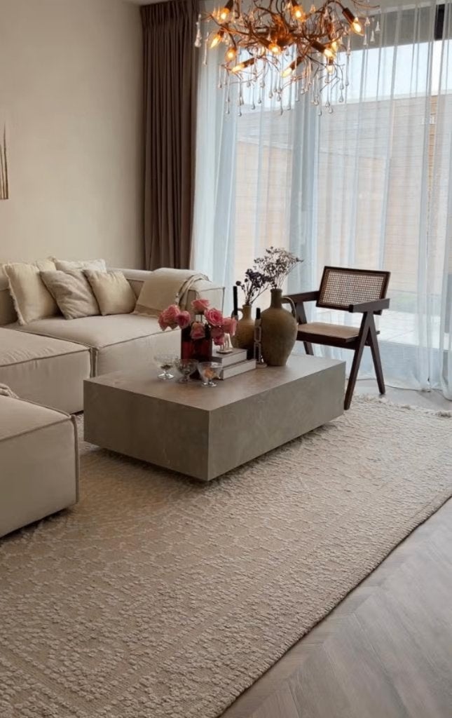 Betonlook Westwing salontafel Lesley te koop! Als nieuw!, Ophalen, 100 tot 150 cm, 50 tot 100 cm, Zo goed als nieuw
