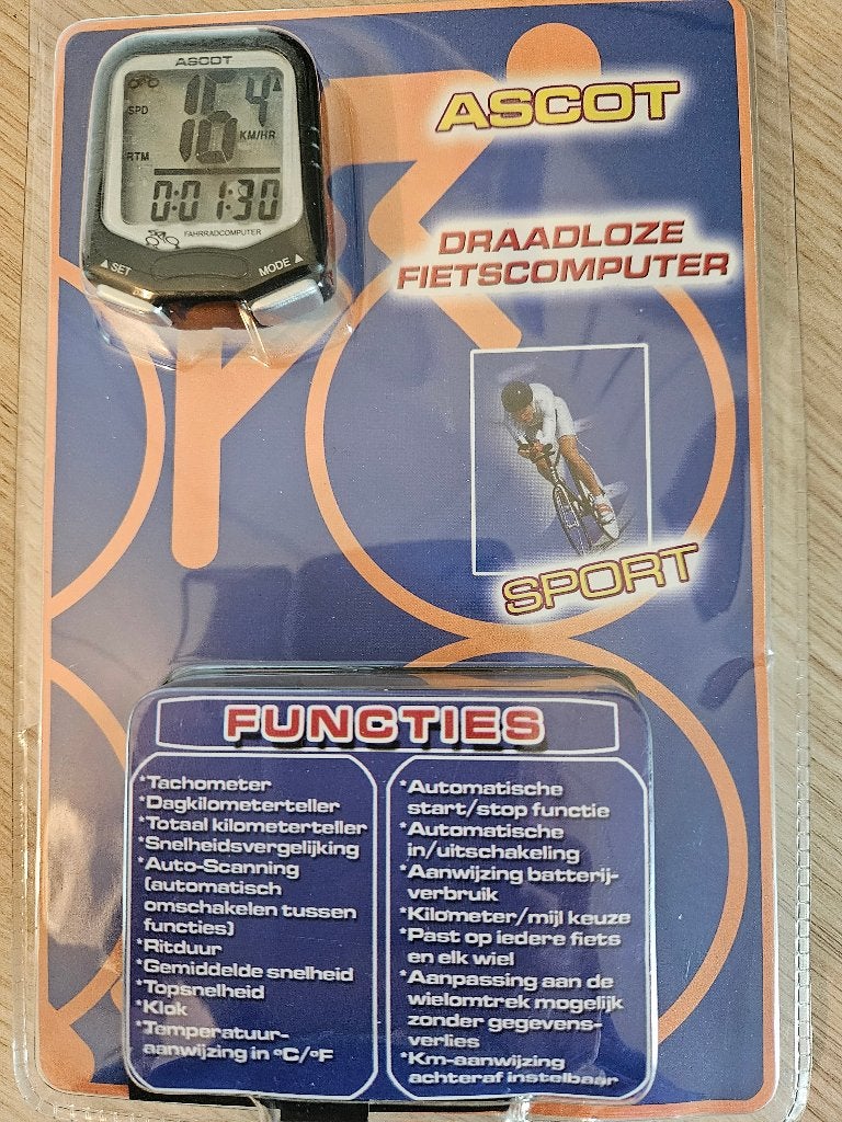 Ascot, draadloze fietscomputer, Fietsen en Brommers, Fietsaccessoires | Fietscomputers, Ophalen of Verzenden, Draadloos, Nieuw