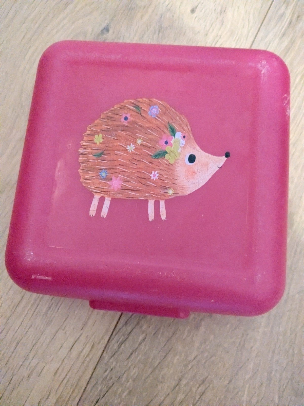 Leuke roze broodtrommel met egelprint, Ophalen of Verzenden, Gebruikt