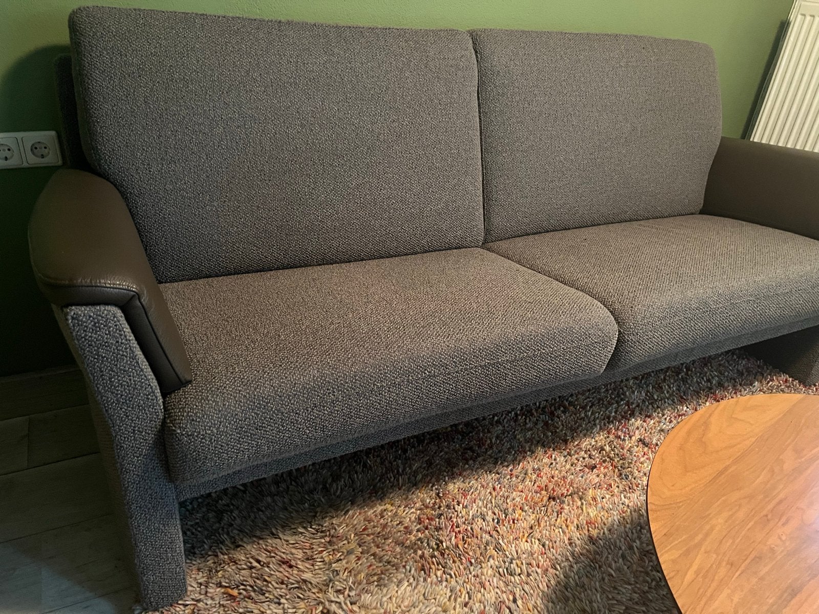 Comfortabele bank + fauteuil wol/katoen/polyester, Ophalen, 150 tot 200 cm, Tweepersoons, 75 tot 100 cm