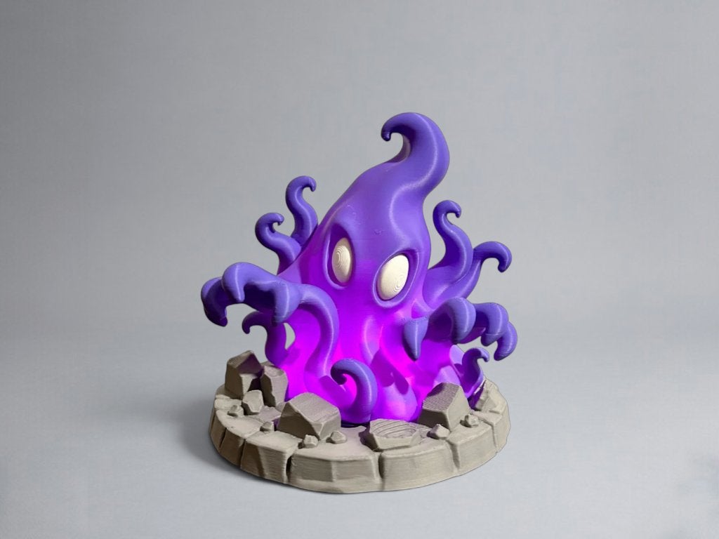 Spooky Monster Lamp met LED Verlichting 14 cm | USB Lamp, Kunststof, LED verlichting, Overige merken, Paars
