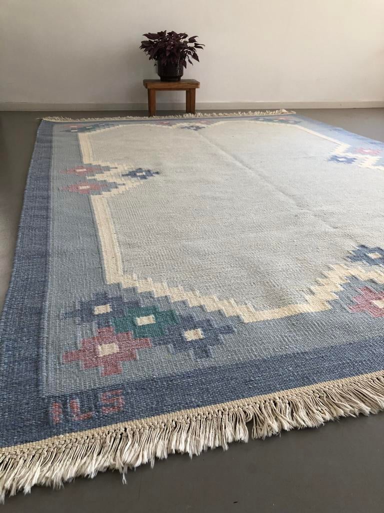 Vintage vloerkleeduit Zweden, handgeweven wollen kelim, Scandinavisch design,, Geen, Geen, 150 tot 200 cm