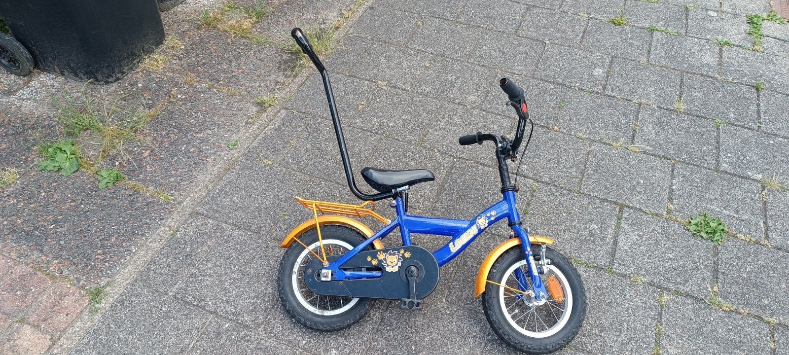 Kinderfiets 12,5 inch met duwstang/hulpstang, Fietsen en Brommers, Ophalen, Terugtraprem, Gebruikt, Onbekend