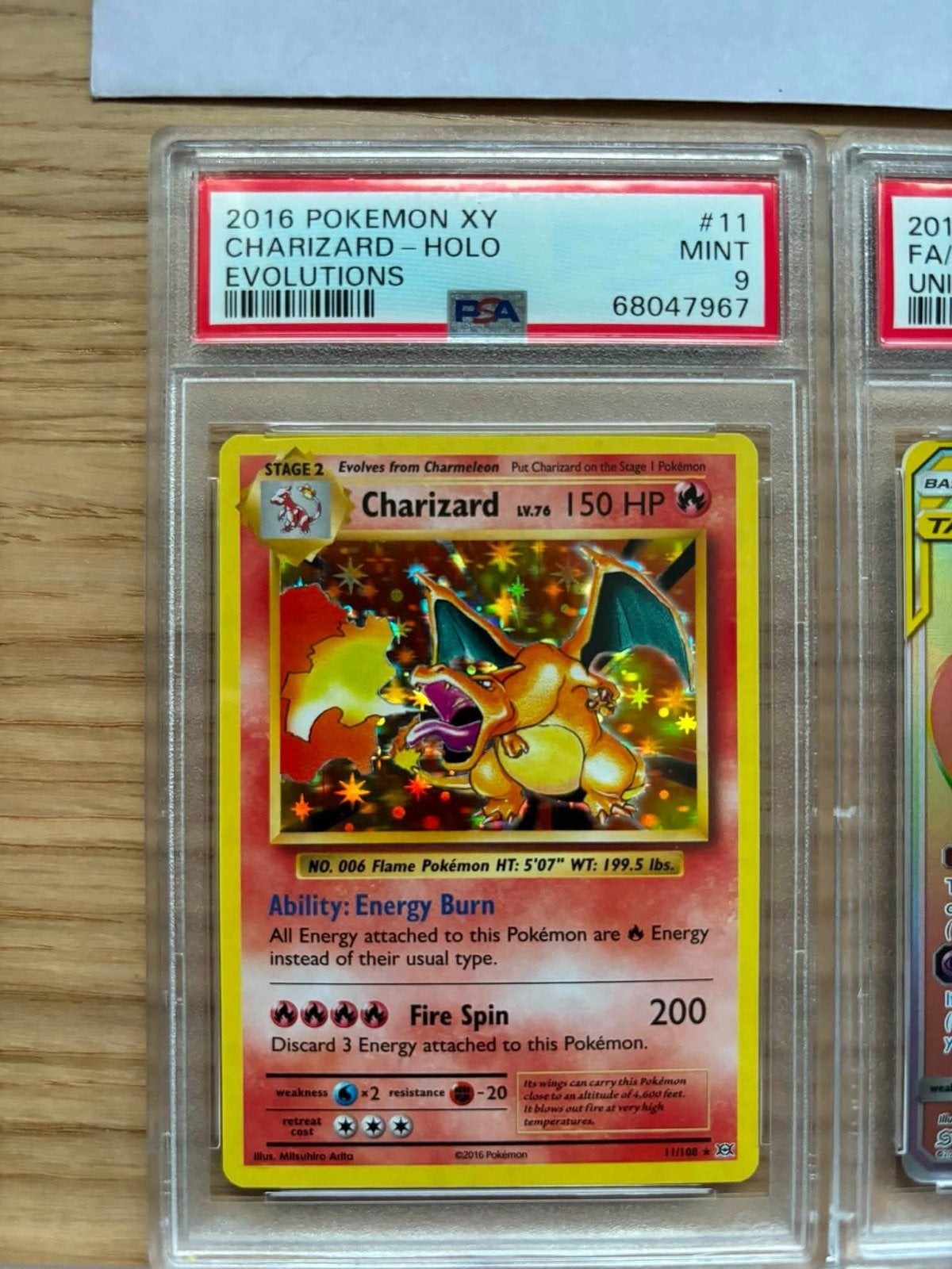 PSA 9 MINT 2016 Pokemon XY Evolutions Charizard Holo, Ophalen of Verzenden, Zo goed als nieuw, Losse kaart, Foil