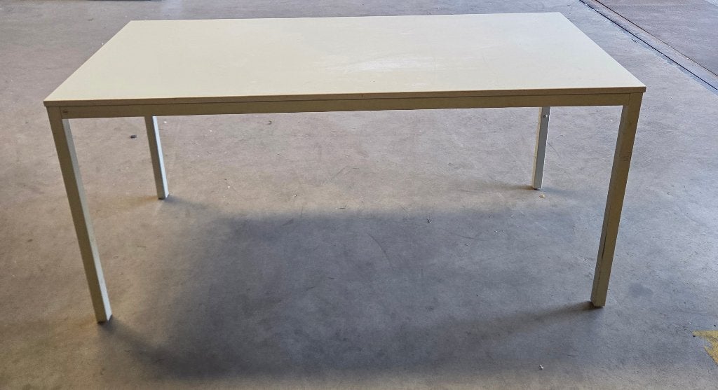 Vintage Wit Drentea emmen bureau tafel, Ophalen, Overige typen, 160 cm, Gebruikt
