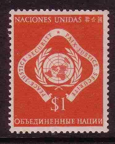 Verenigde Naties New York 1951 11 VN-embleem 1$, Ongebruikt, Ophalen of Verzenden, Postfris, Noord-Amerika