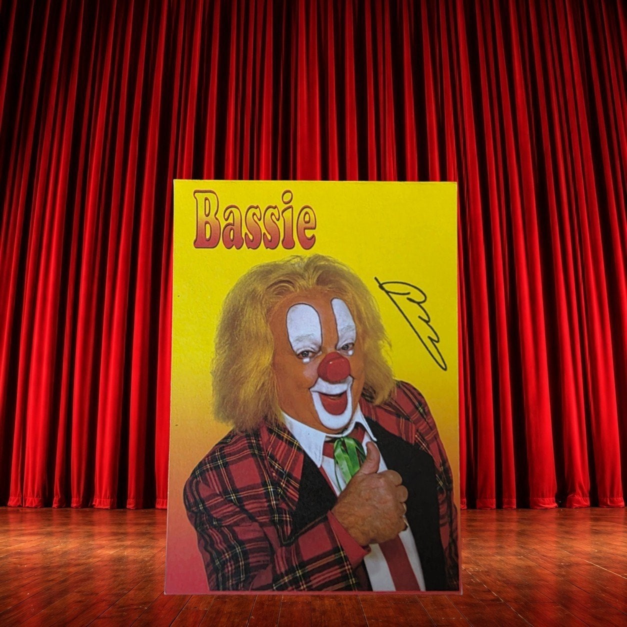 Clown Bassie kaart met originele handtekening, Verzamelen, Ophalen of Verzenden