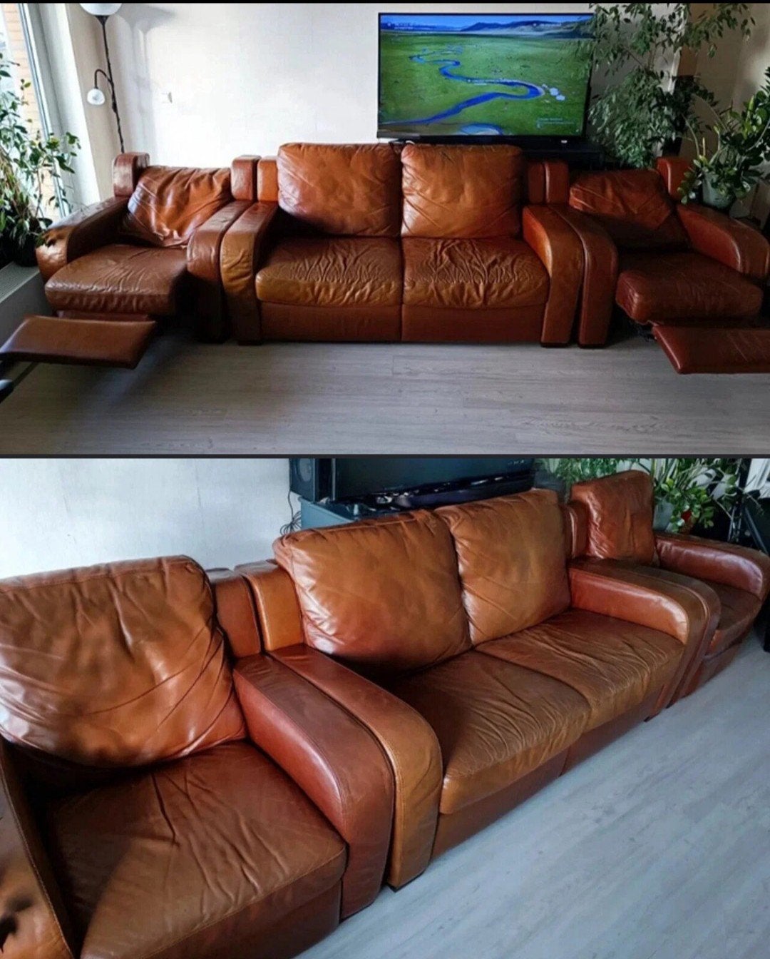 Natural leather, NATUZZI Sofa + 2 armchairs Transformer, Ophalen, Gebruikt, Leer, Modern, Comfort