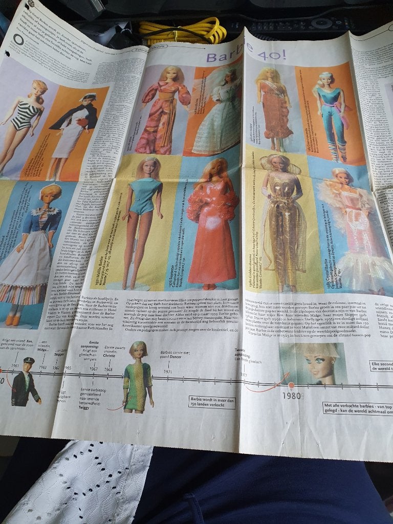 Krantenartikel 40 jaar Barbie, Ophalen of Verzenden, 1980 tot heden, Buitenland, Knipsel(s)