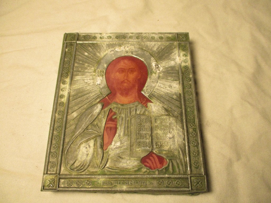antiek icoon met oa tin, Ophalen of Verzenden
