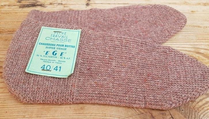 Franse brocante vissers sokken voor laarzen met etiket, Ophalen of Verzenden