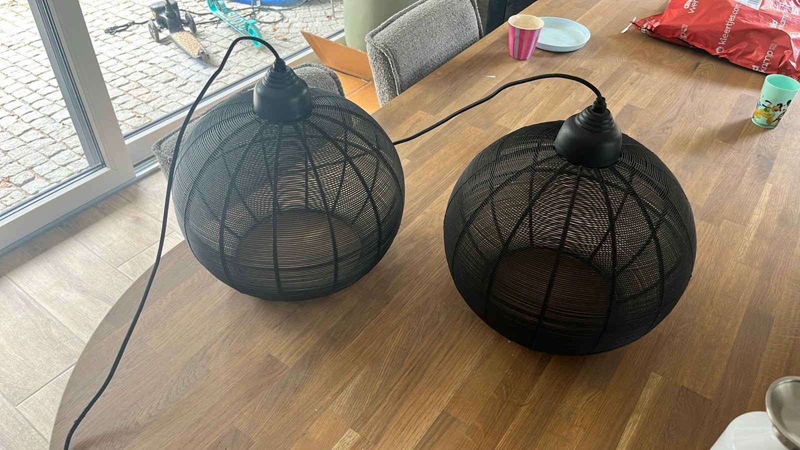 Set van 2 Light & Living Hanglamp Milla - Zwart - Ø32cm, Ophalen, Zo goed als nieuw, Metaal