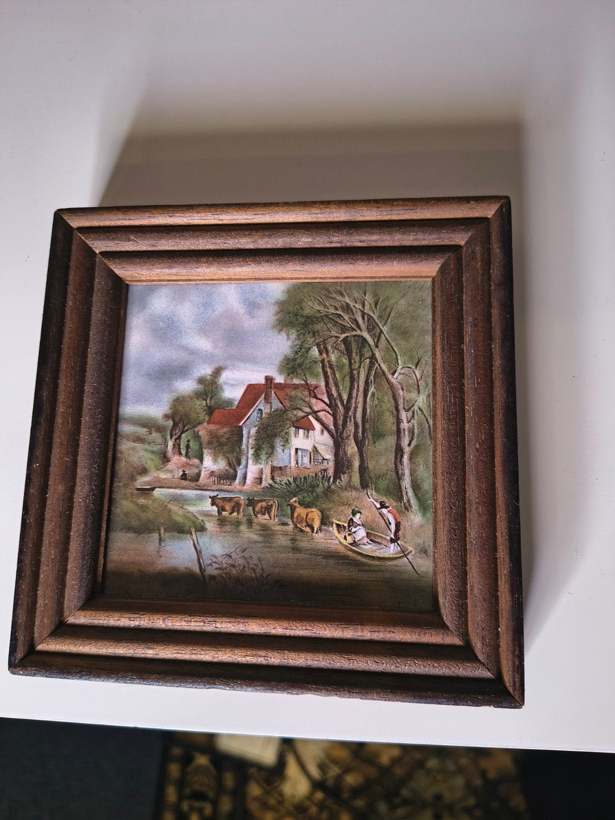 Vintage Mosa Holland Tegel met Landschap in Houten Lijst, Antiek en Kunst, Ophalen of Verzenden