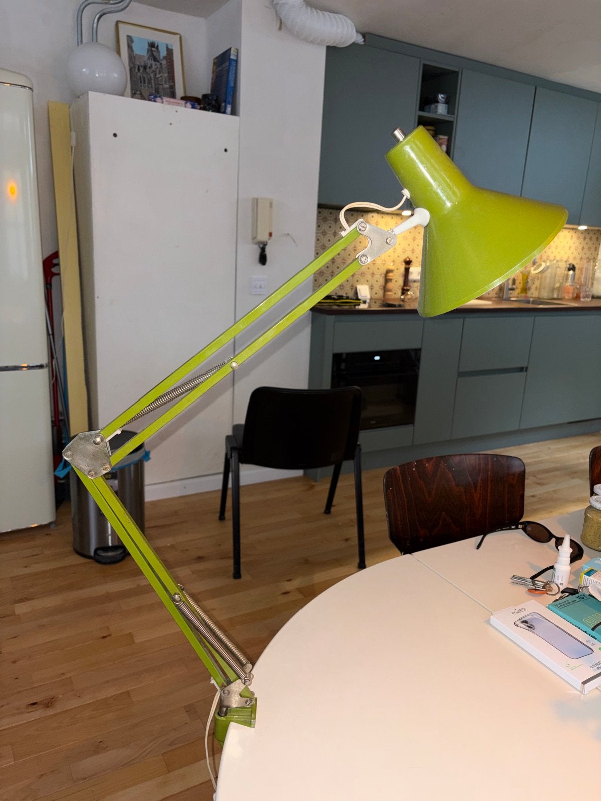 Verstelbare retro vintage bureaulamp groen, Metaal, Gebruikt, Verzenden, Groen