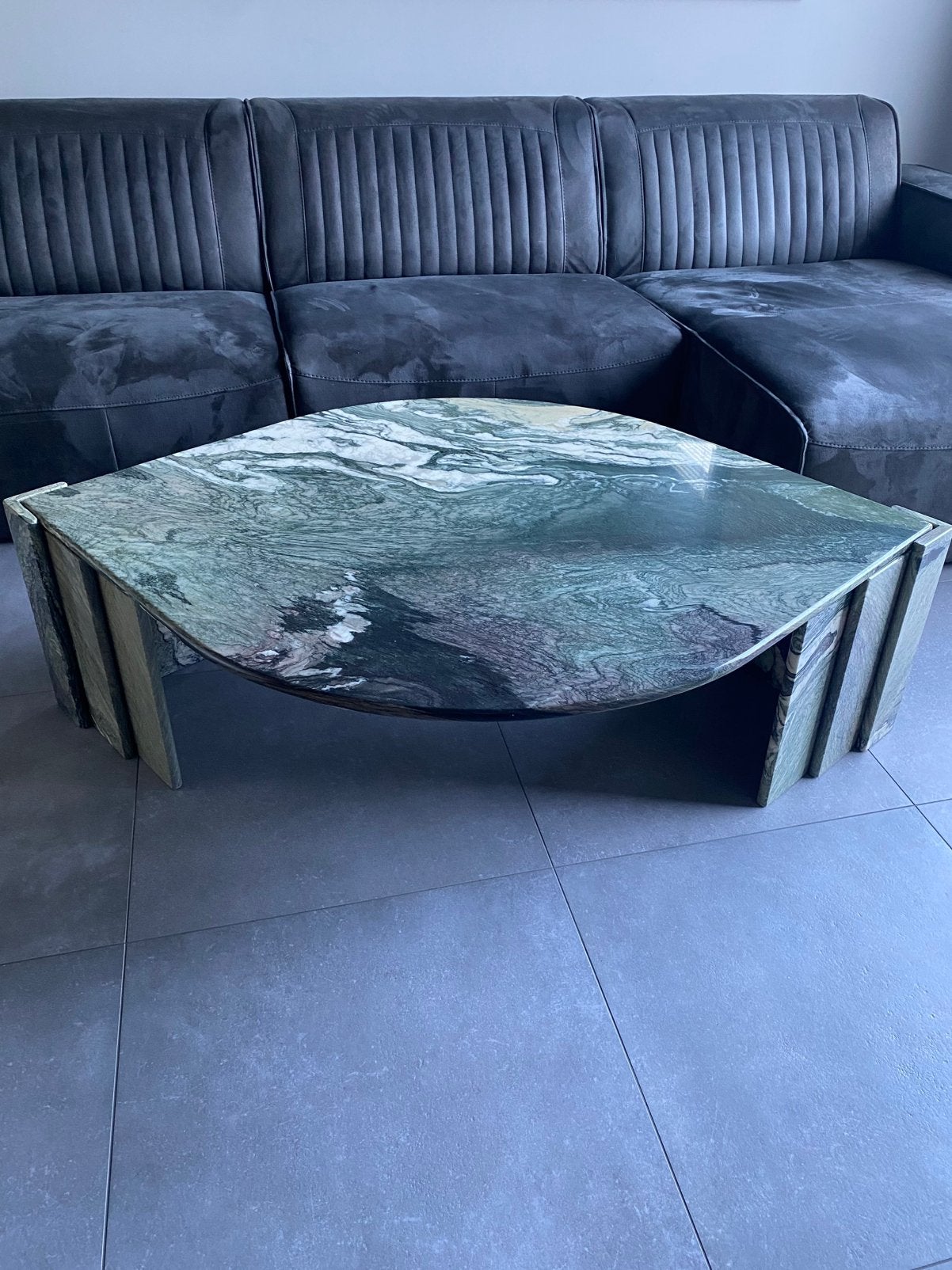 Marmeren Salontafel ‘Tear-drop’ ROCHE BOBOIS designer, Gebruikt, Overige vormen, 5 – 50, Teakhout